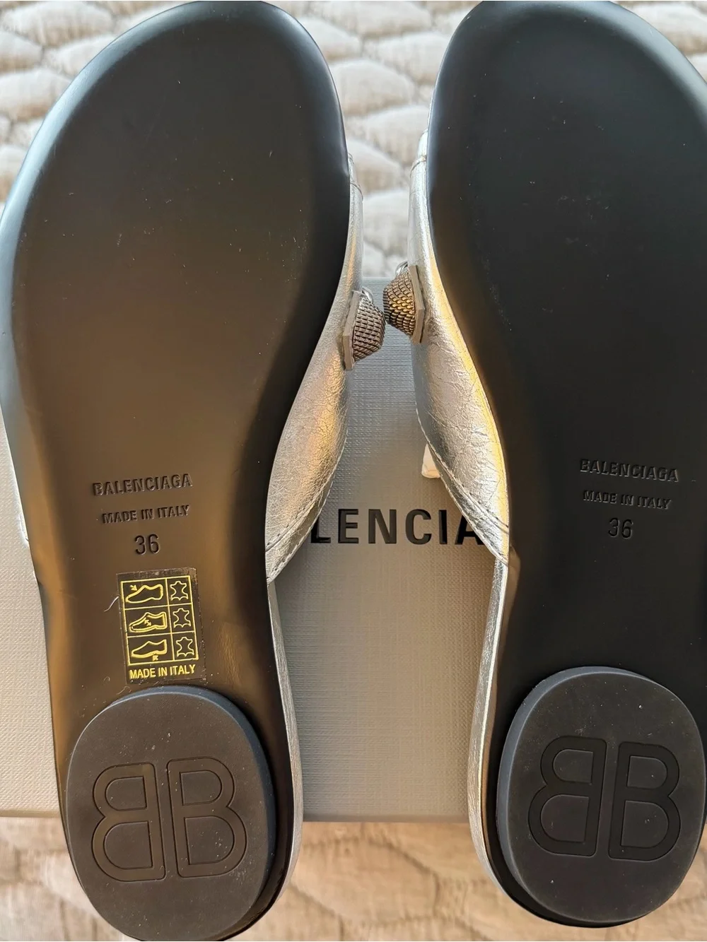 Balenciaga Le Cagole Slide Sandal Silver Sz 36 NWT